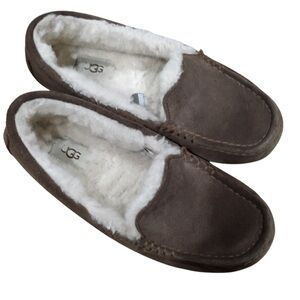 UGG Australia Ansley Leather Brown Slippers Shoes 9